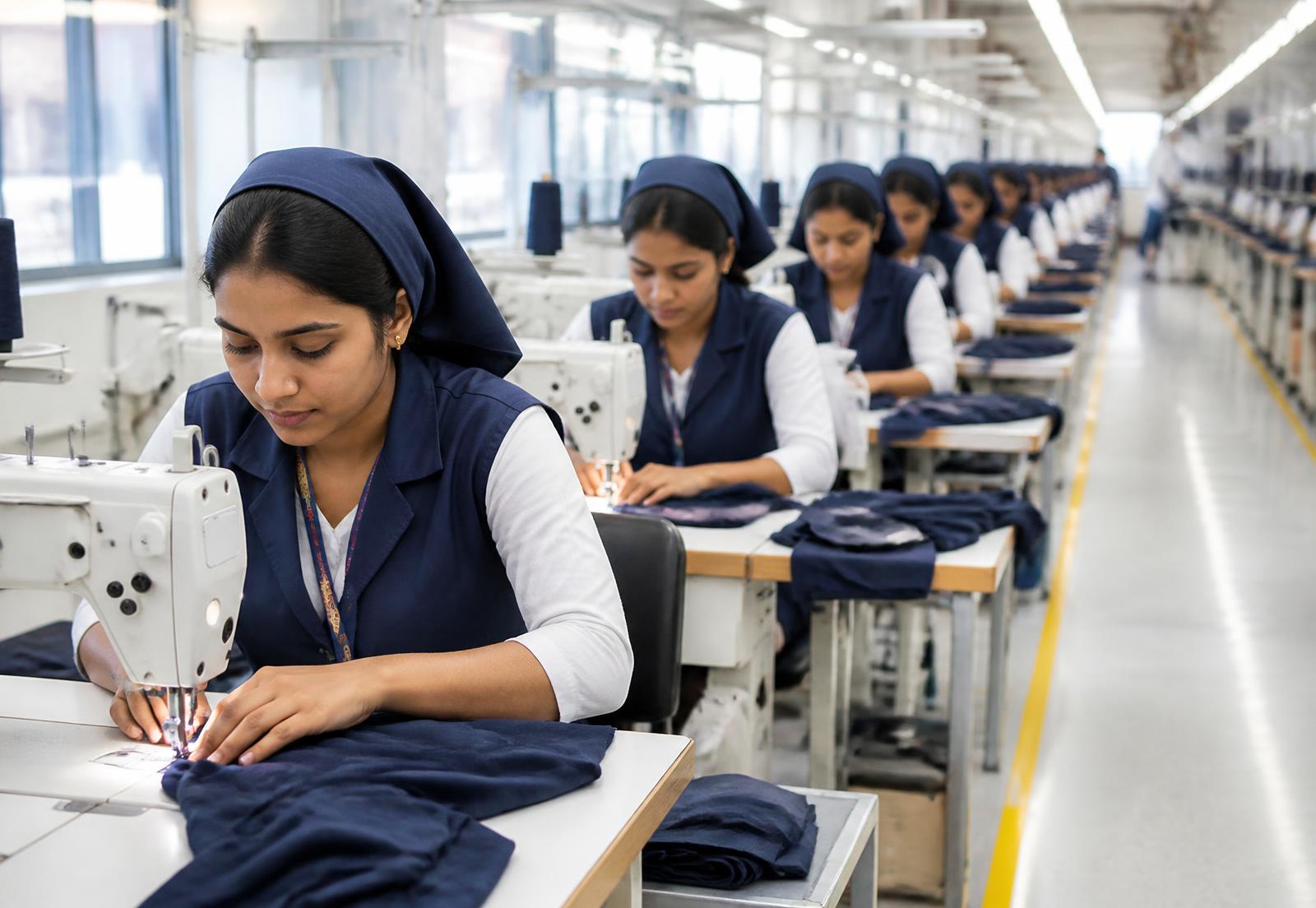 Garment sewing line at the Ruah Export facility